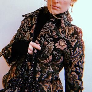 Vintage Victorian style cotton tapestry coat. Small. Made in England.